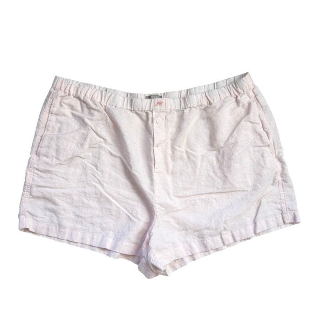 J.Crew Womens Pajama Shorts‎ Pink Linen Blend Elastic Waist Size 2X